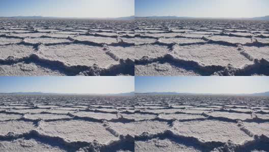 大型盐田(Salinas Grandes，阿根廷)盐层表面高清在线视频素材下载