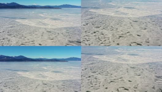 飞过俄勒冈州结冰的湖面高清在线视频素材下载