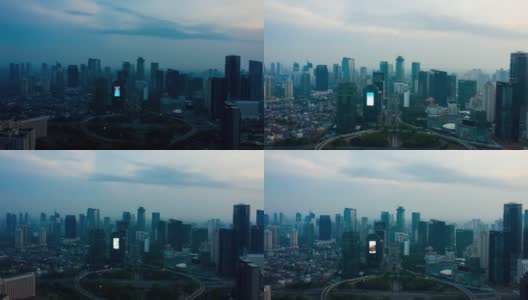 黎明时分俯瞰摩天大楼的Semanggi桥高清在线视频素材下载