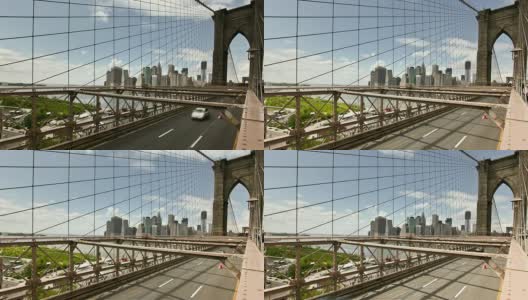 布鲁克林大桥交通高清延时。纽约高清在线视频素材下载