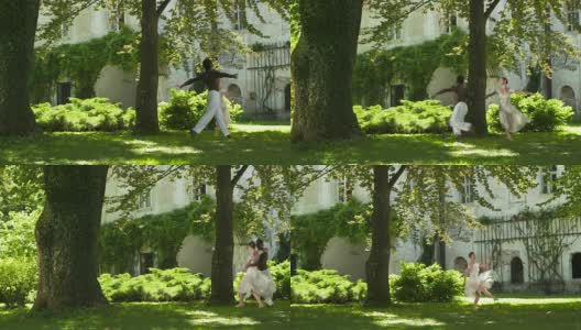 高清多莉:在城堡公园的芭蕾舞表演高清在线视频素材下载