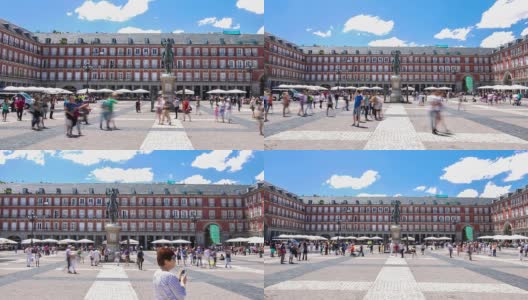 高清延时:西班牙马德里市长广场上的行人高清在线视频素材下载