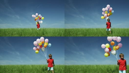气球小孩(红色拍摄)高清在线视频素材下载