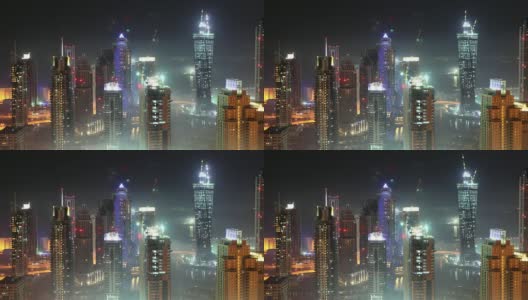 雾中的迪拜码头高清在线视频素材下载