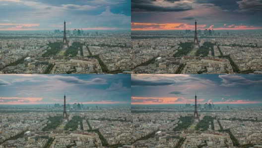 时光流逝:巴黎鸟瞰图高清在线视频素材下载