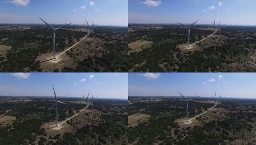 无人机的大型风力涡轮机农场北部奥斯汀附近的戈德斯韦特高清在线视频素材下载