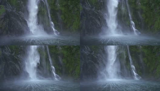 青山与瀑布从宁静的水高清在线视频素材下载