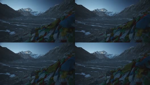 珠峰大本营的祈祷旗高清在线视频素材下载