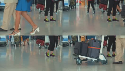 人们在机场散步，慢镜头高清在线视频素材下载