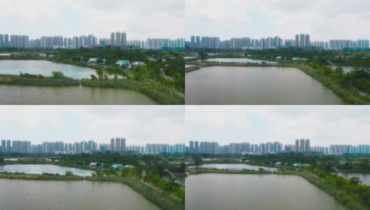 高角度拍摄香港养鱼和农田高清在线视频素材下载
