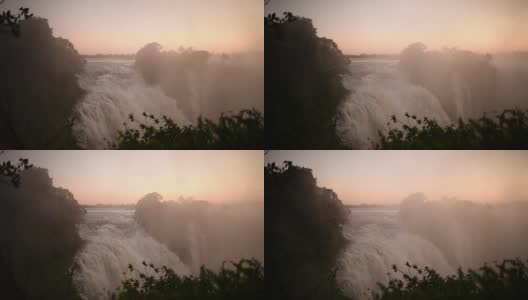 黎明时分的维多利亚瀑布高清在线视频素材下载