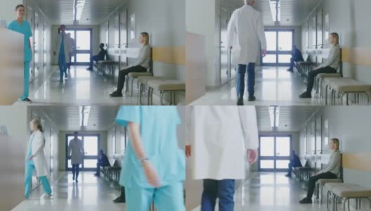 医生穿过医院走廊的照片。高清在线视频素材下载
