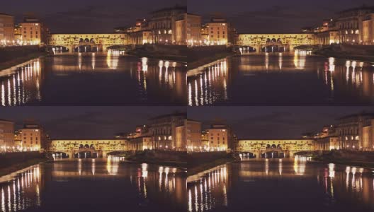 佛罗伦萨维琪奥桥的夜景高清在线视频素材下载