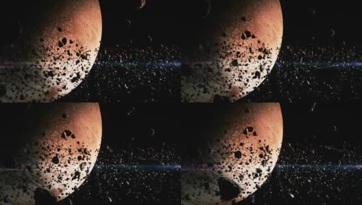 太空深处的小行星场高清在线视频素材下载