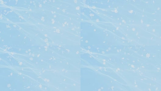 浅蓝色抽象背景与雪花和发光粒子高清在线视频素材下载