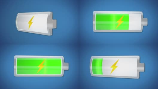 电池电量不足，颜色由黄变绿，充电完成高清在线视频素材下载