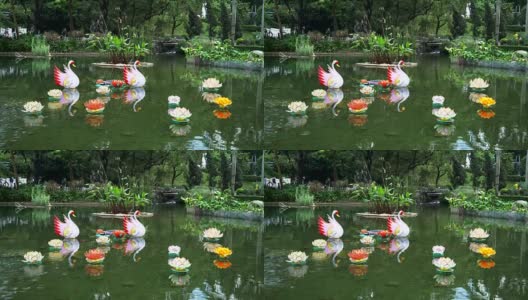 香港植物园池塘上的装饰高清在线视频素材下载