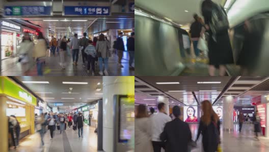 南京城市地下购物广场步行时间推移全景4k中国高清在线视频素材下载