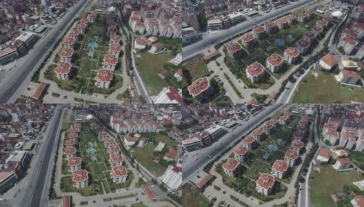 现代住宅建筑伊斯坦布尔城市的广角鸟瞰图高清在线视频素材下载