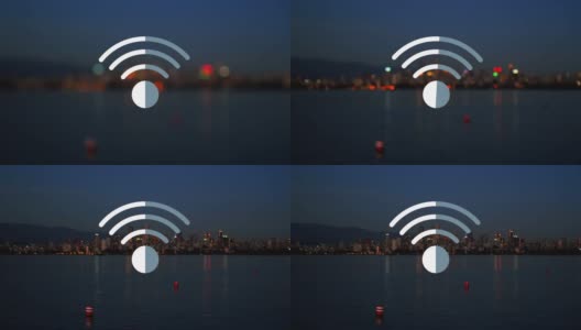动画wifi数字图标浮动的景观高清在线视频素材下载