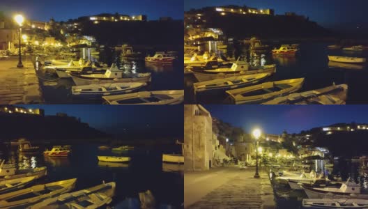 Procida -黎明前的Marina di Corricella概述高清在线视频素材下载