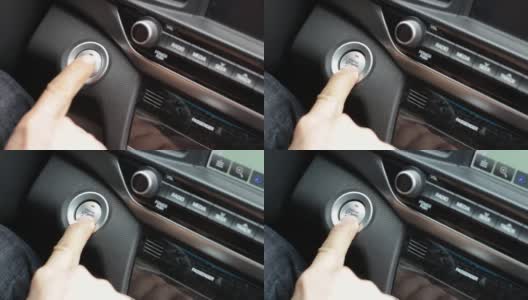 男性的手指按下了汽车的启动按钮。高清在线视频素材下载