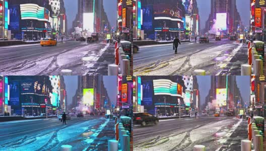 雪时报广场。纽约高清在线视频素材下载