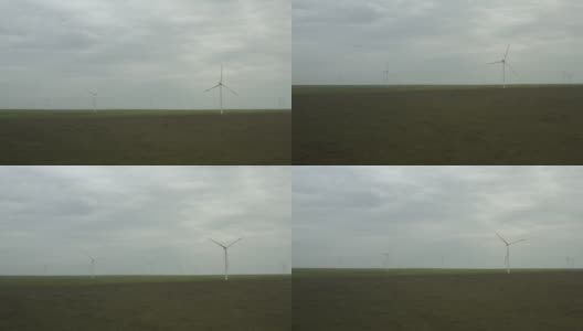 用于能源生产的强大风力涡轮机农场的鸟瞰图。风力涡轮机为可持续发展提供清洁的可再生能源。替代能源。4 k高清在线视频素材下载