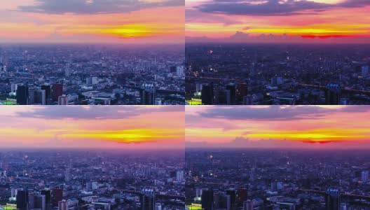 鸟瞰图曼谷在黄昏的泰国高清在线视频素材下载