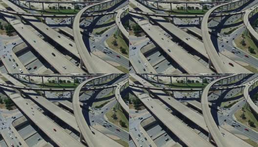 城市蔓延的高速公路交叉，立交桥和主要的交通十字路口奥斯汀德州Mega公路高清在线视频素材下载