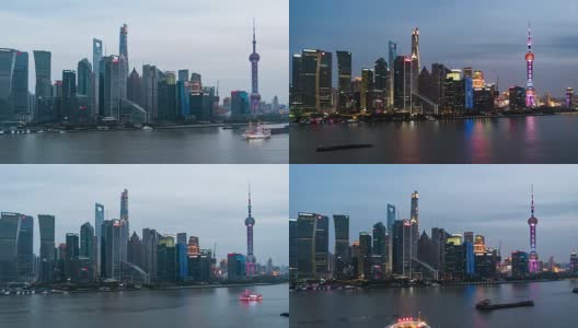 T/L WS HA ZO Shanghai Skyline, Day to Night Transition /上海，中国高清在线视频素材下载