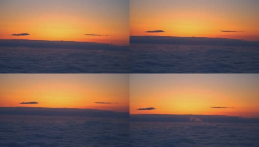 从飞机窗口看日落天空高清在线视频素材下载