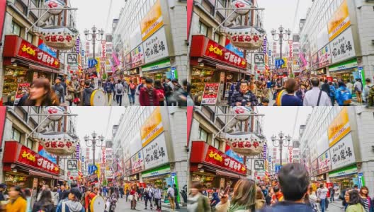 时光流逝，大阪夜市人山人海高清在线视频素材下载