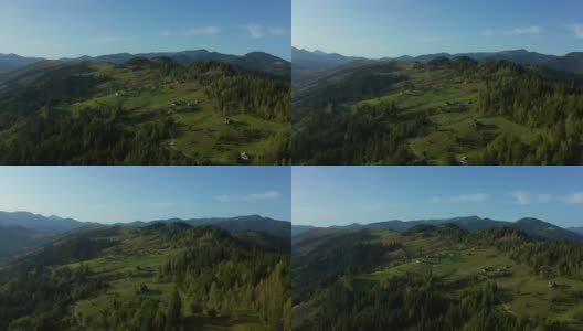 山区农村土地鸟瞰图与惊人的蓝色无云的天空岩石小山高清在线视频素材下载