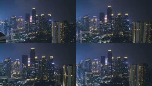 雅加达摩天大楼夜景鸟瞰图高清在线视频素材下载