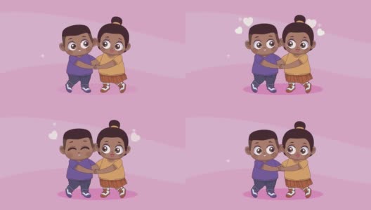 Afro小情侣情侣动画高清在线视频素材下载