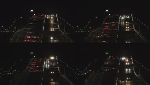 夜间桥上的交通状况高清在线视频素材下载