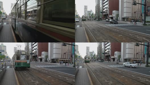 有轨电车在广岛。高清在线视频素材下载