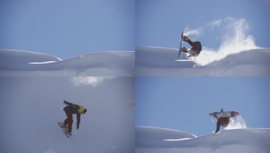 滑雪板运动员表演特技高清在线视频素材下载