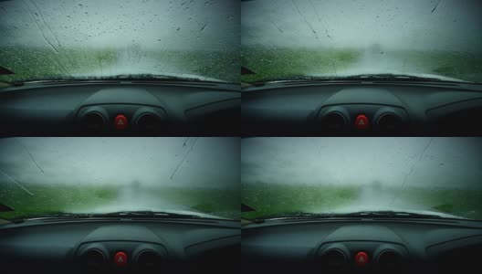 雨淋在玻璃车上高清在线视频素材下载