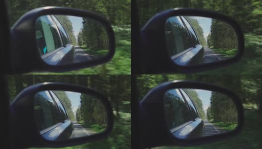 慢镜头:侧镜上的道路高清在线视频素材下载