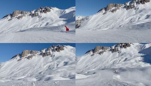 滑雪场和滑雪的人靠冬天过冬高清在线视频素材下载