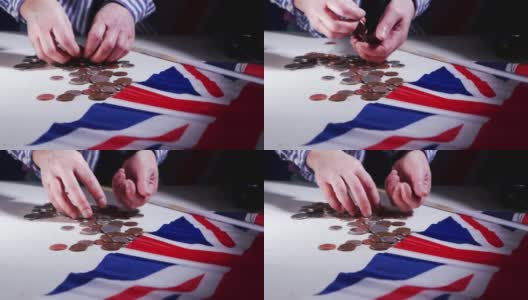 英国国旗，背景是数钱的手高清在线视频素材下载
