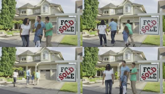 标有“待售，已售”房地产标志的家庭高清在线视频素材下载