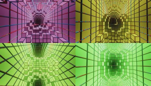 VJ环背景为彩色明亮的立方体房间在运动高清在线视频素材下载