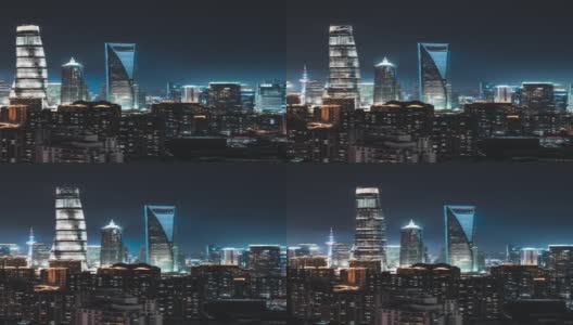 T/L PAN上海夜景鸟瞰图/中国高清在线视频素材下载
