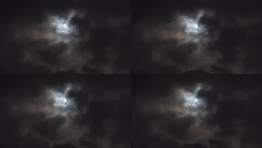 黑天空下的月亮和云高清在线视频素材下载