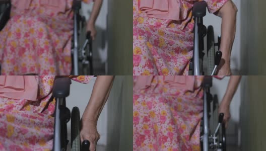 推着轮椅的亚洲老年妇女高清在线视频素材下载