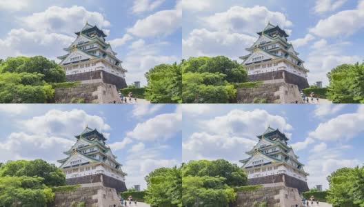 4K时光流逝:日本大阪的大阪城堡高清在线视频素材下载