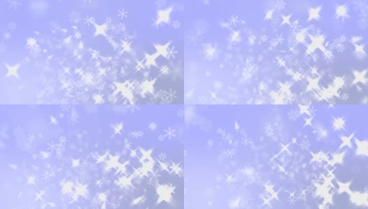 雪花晶体与火花光在蓝色的背景，圣诞节的背景高清在线视频素材下载